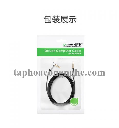 Ugreen 10728 3M màu Đen Cáp âm thanh 2 đầu 3.5mm dương đầu vuông góc mạ vàng AV119 30010728